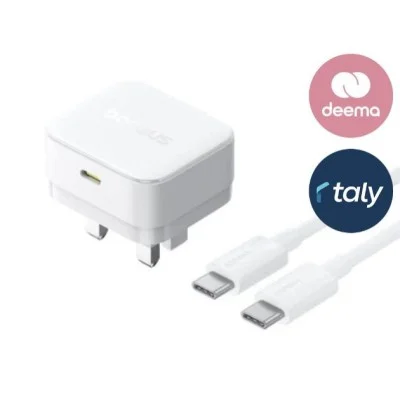 Baseus Palm Fast Charger 1C 30W with Cable USB-C to USB-C 60W - Moon White